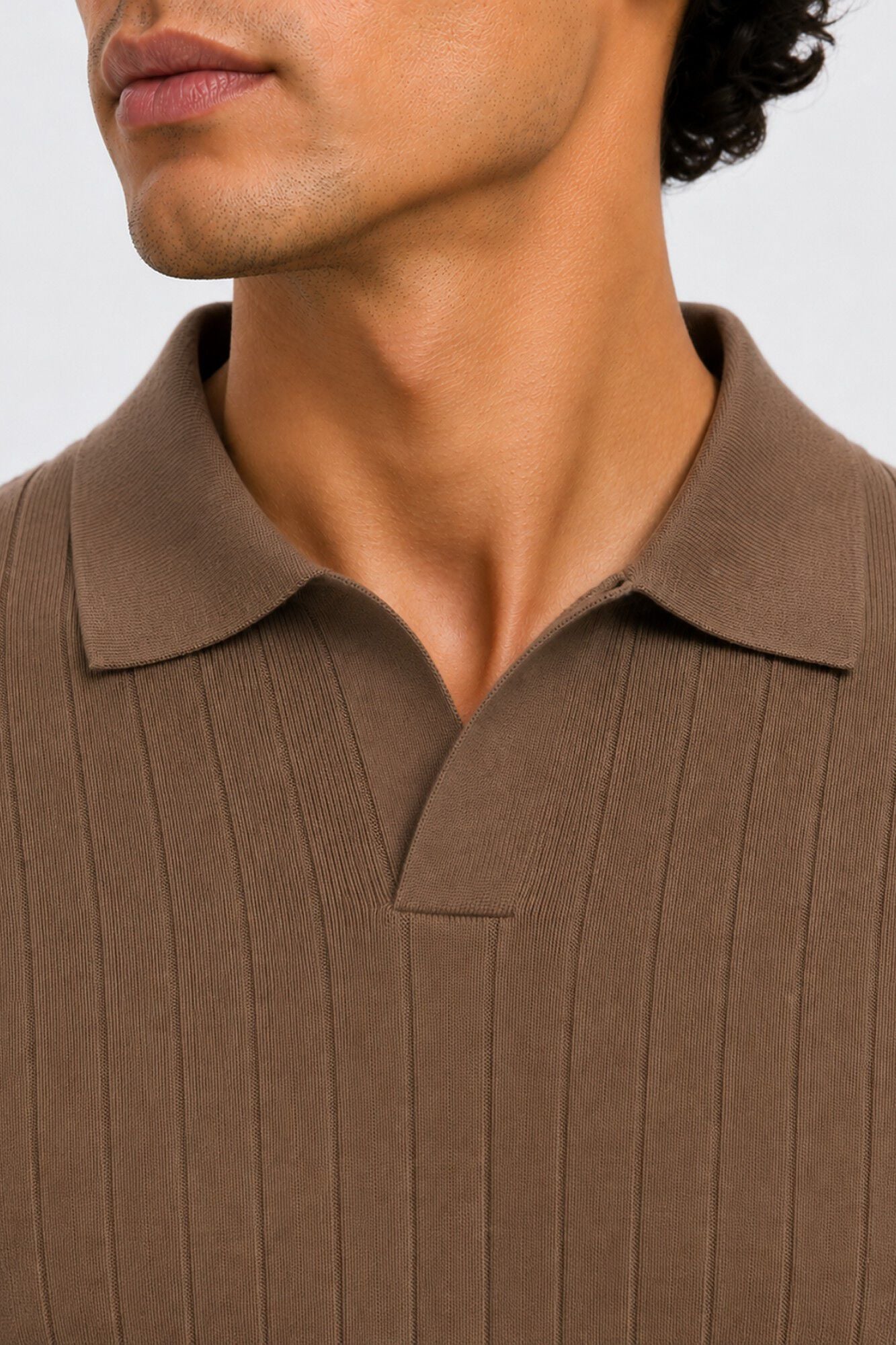 Selected Polo de malha canelada