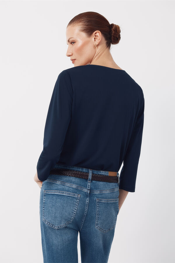 Cortefiel V- neckline top with buttons Navy