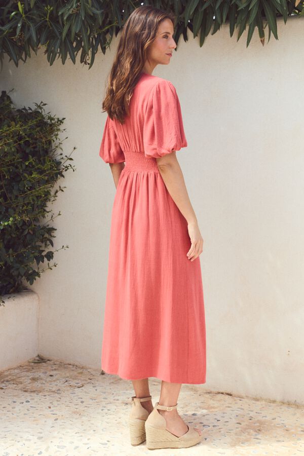 Pol&iacute;n Et Moi Vestido em linho Yvonne Vermelho