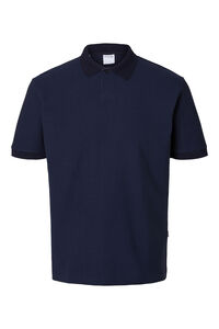 Cortefiel Short sleeve textured polo shirt in 100% organic cotton.  Navy