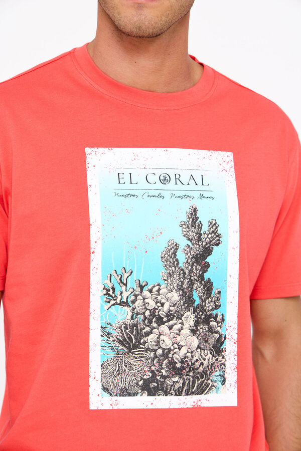 Cortefiel WWF collaboration graphic T-shirt Coral