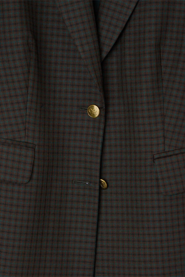 Silbon Sobretudo xadrez longo clássico Verde