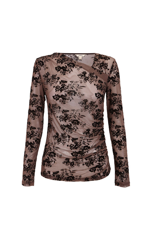 Slowlove Top escote asimétrico Marrón oscuro