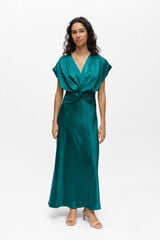 Object Satin-finish long dress Turquoise