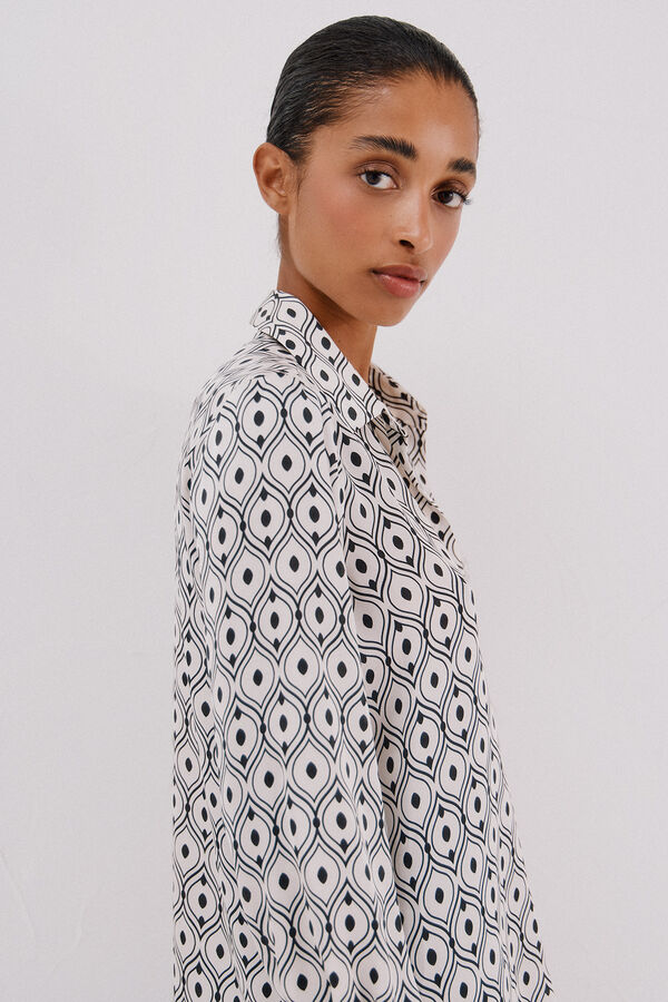 Cortefiel Satin-finish shirt Printed white