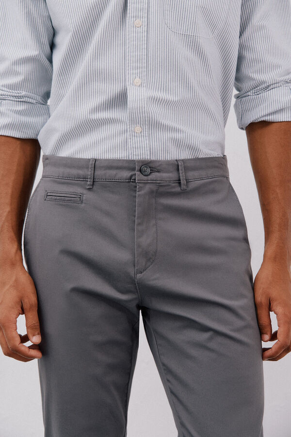 Cortefiel Slim fit lightweight chinos Grey
