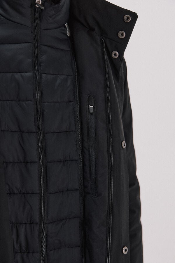 Cortefiel Technical parka with removable lining Black