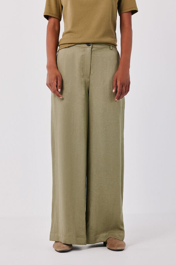 Cortefiel Fluid wide trousers Green