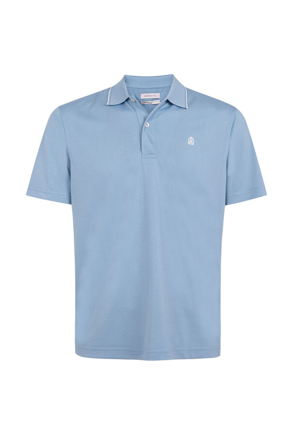 Cortefiel Coolmax® jacquard neck polo shirt Blue