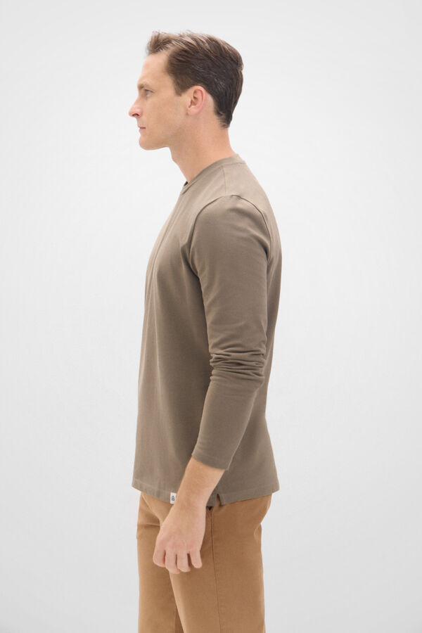 Cortefiel Basic piqué long sleeve t-shirt Kaki