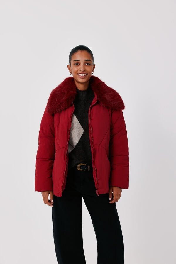 Cortefiel Puffer short anorak Red