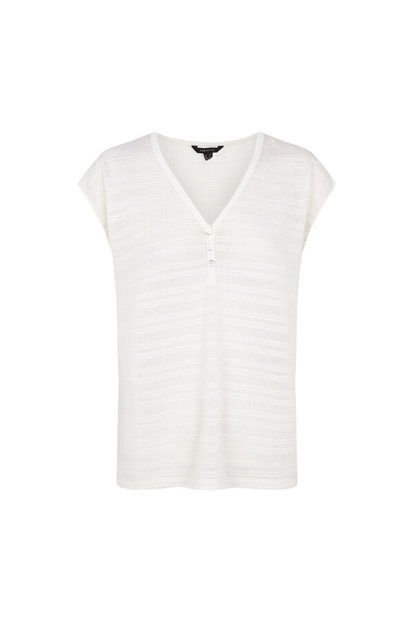Cortefiel Striped structure T-shirt Ivory