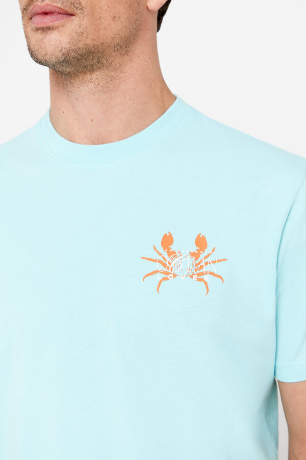 Cortefiel T-shirt gráfica caranguejo Azul
