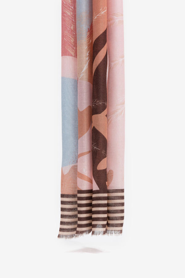Cortefiel Rectangular printed scarf Pink