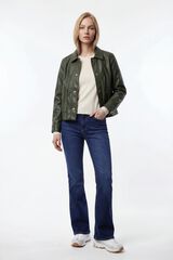 Vila Casaco de couro sint&eacute;tico com bot&otilde;es Verde