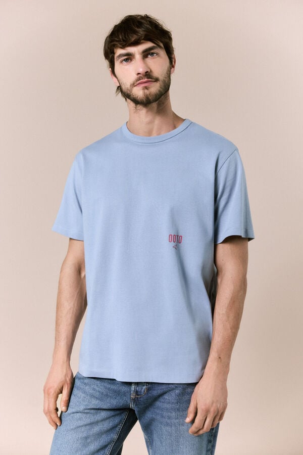 OOTO Camiseta lavada con logo Azul