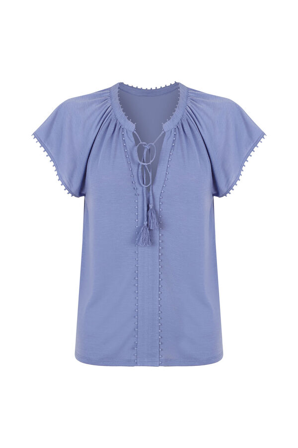 Cortefiel Camiseta fluida pasamanerias Azul