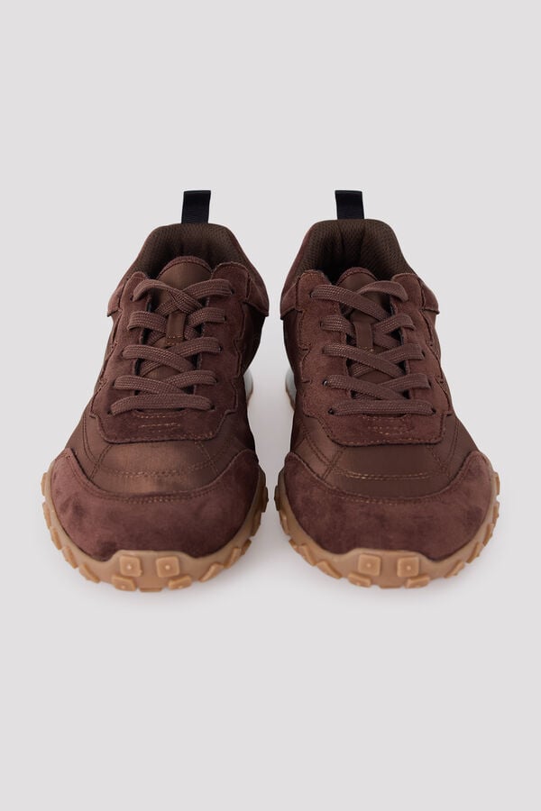 Cortefiel Stitched trainers Dark brown