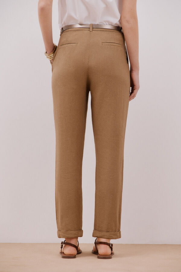 Cortefiel Linen trousers Brown