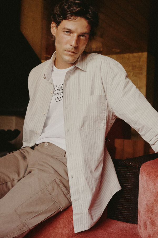 OOTO Structured striped shirt Blue