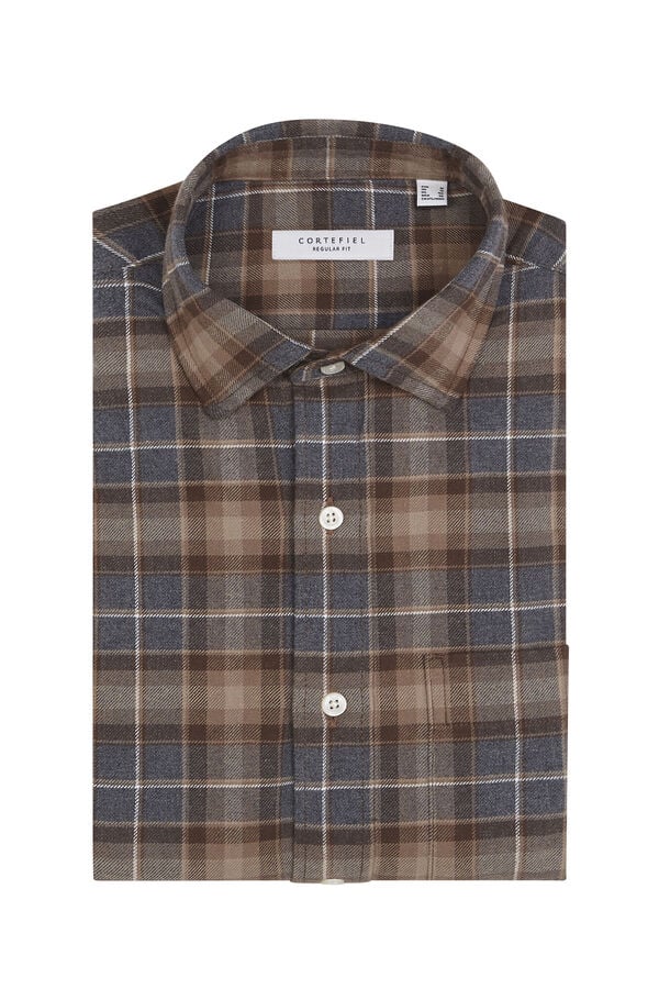 Cortefiel Checked flannel shirt Camel
