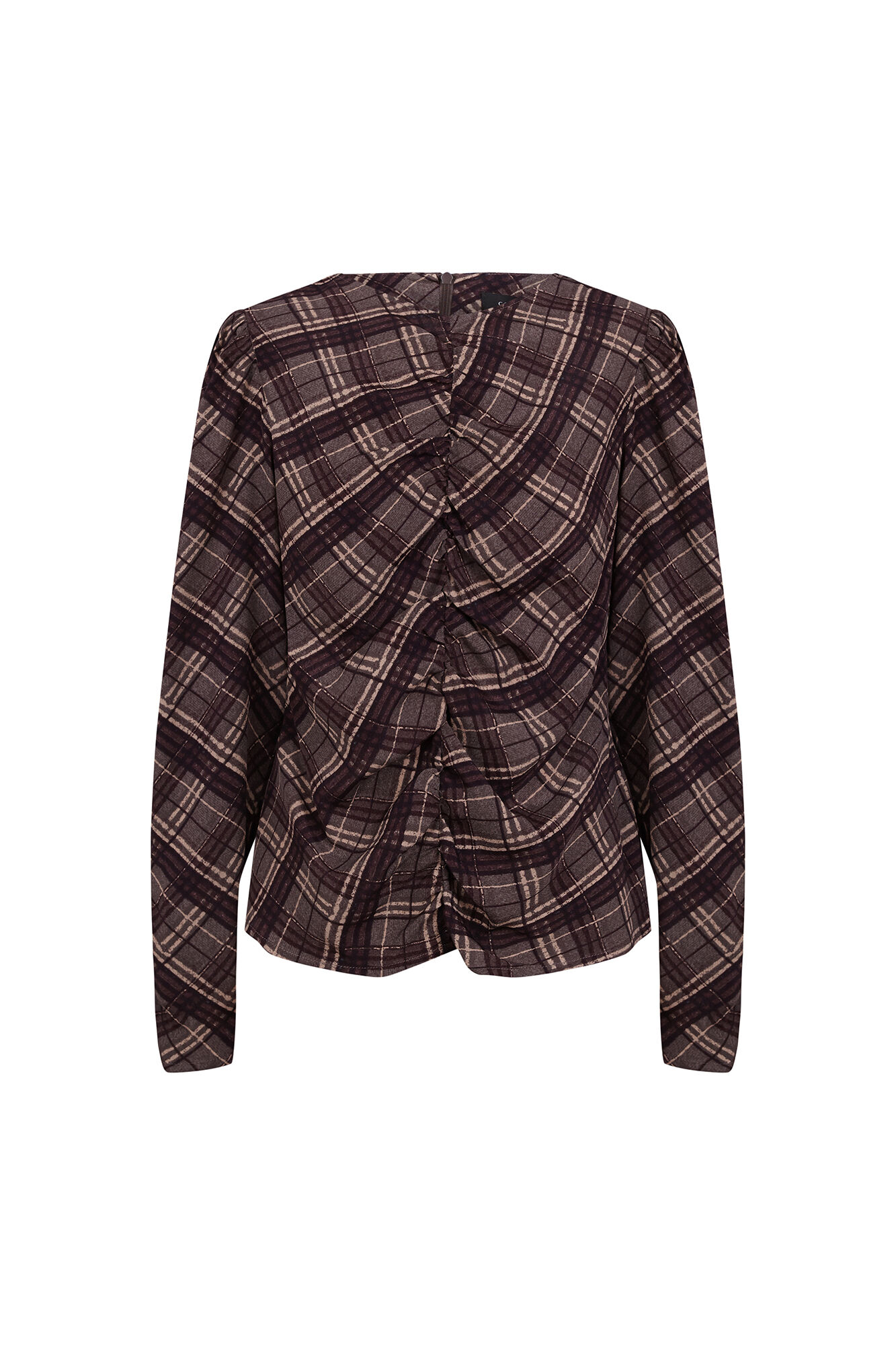 Cortefiel Fitted checked ruffle blouse