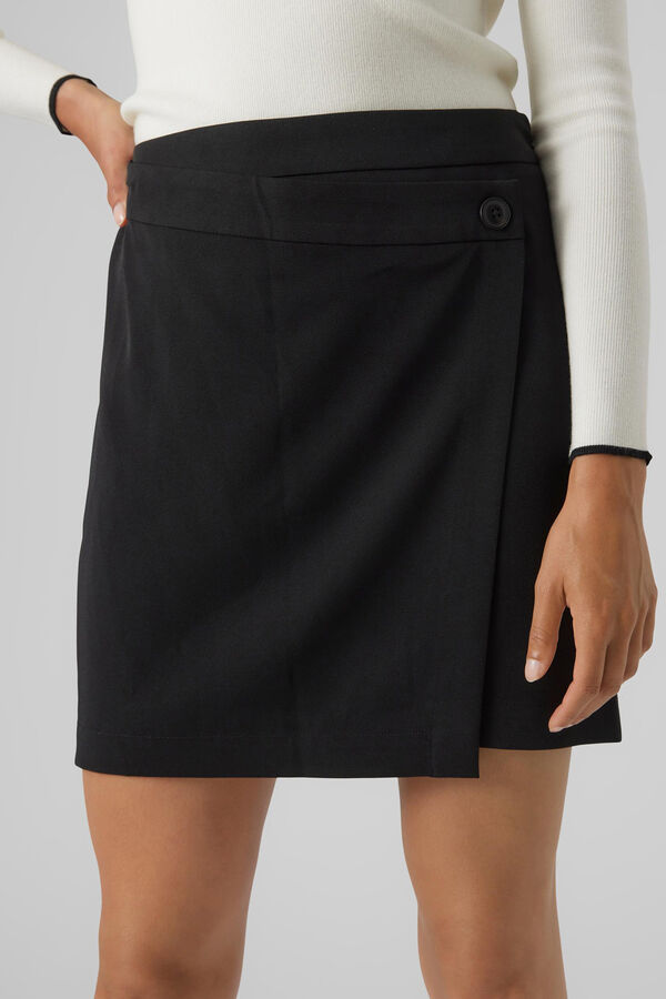Cortefiel Short print wrap skirt Black