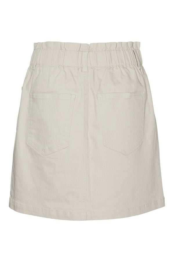 Cortefiel Denim skirt with elasticated waist Beige