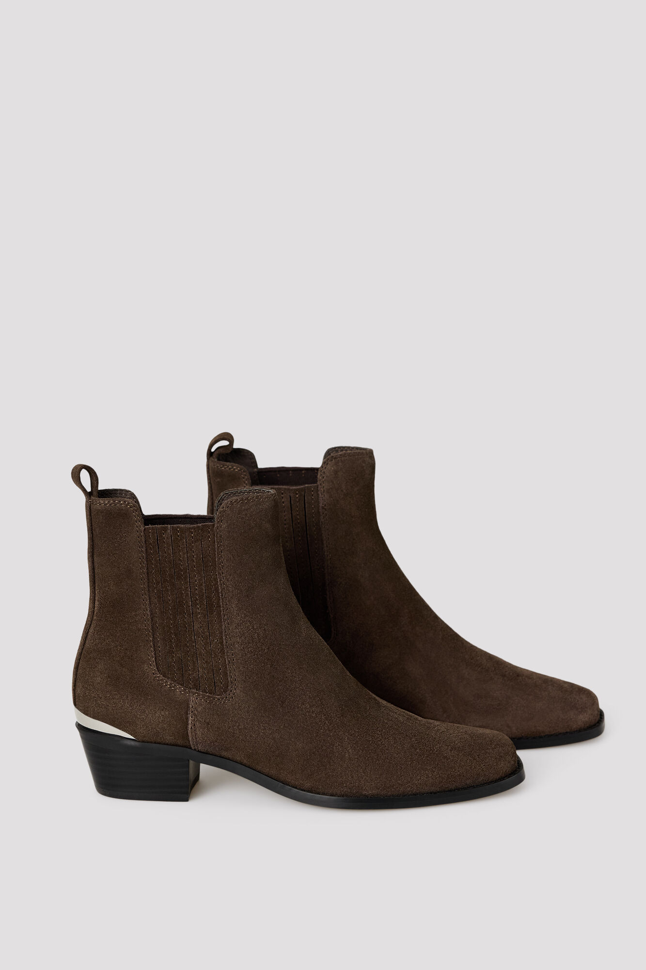Cortefiel Leather ankle boot with metallic heel