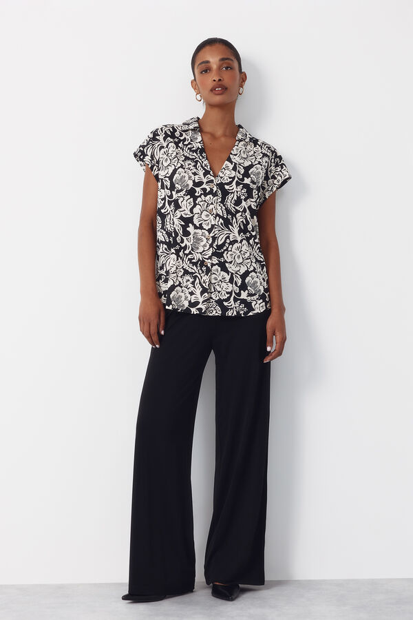 Cortefiel Jersey-knit trousers Black