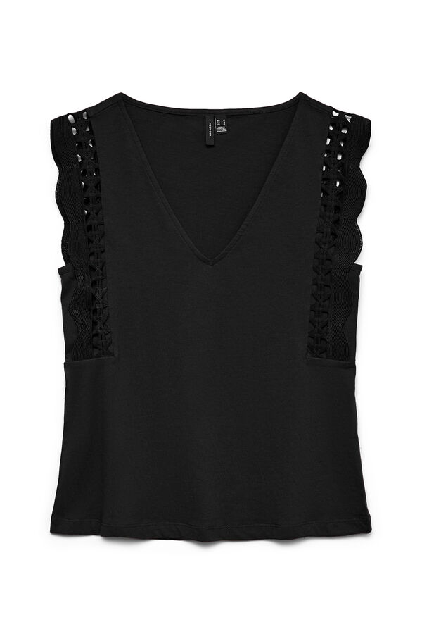Vero Moda Sleeveless top with openwork details Black