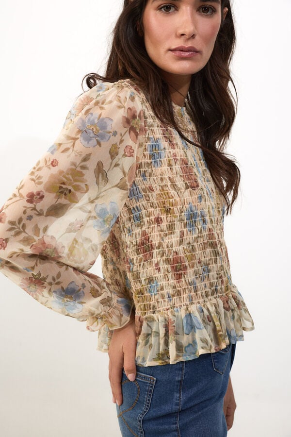 Slowlove Top el&aacute;stico estampado Dourado