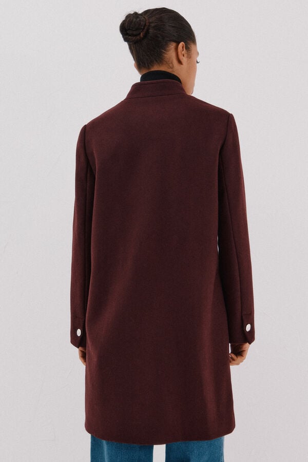 Cortefiel Double-breasted coat with gold buttons Maroon