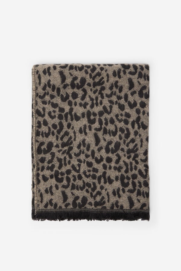 Cortefiel Animal print scarf Printed white
