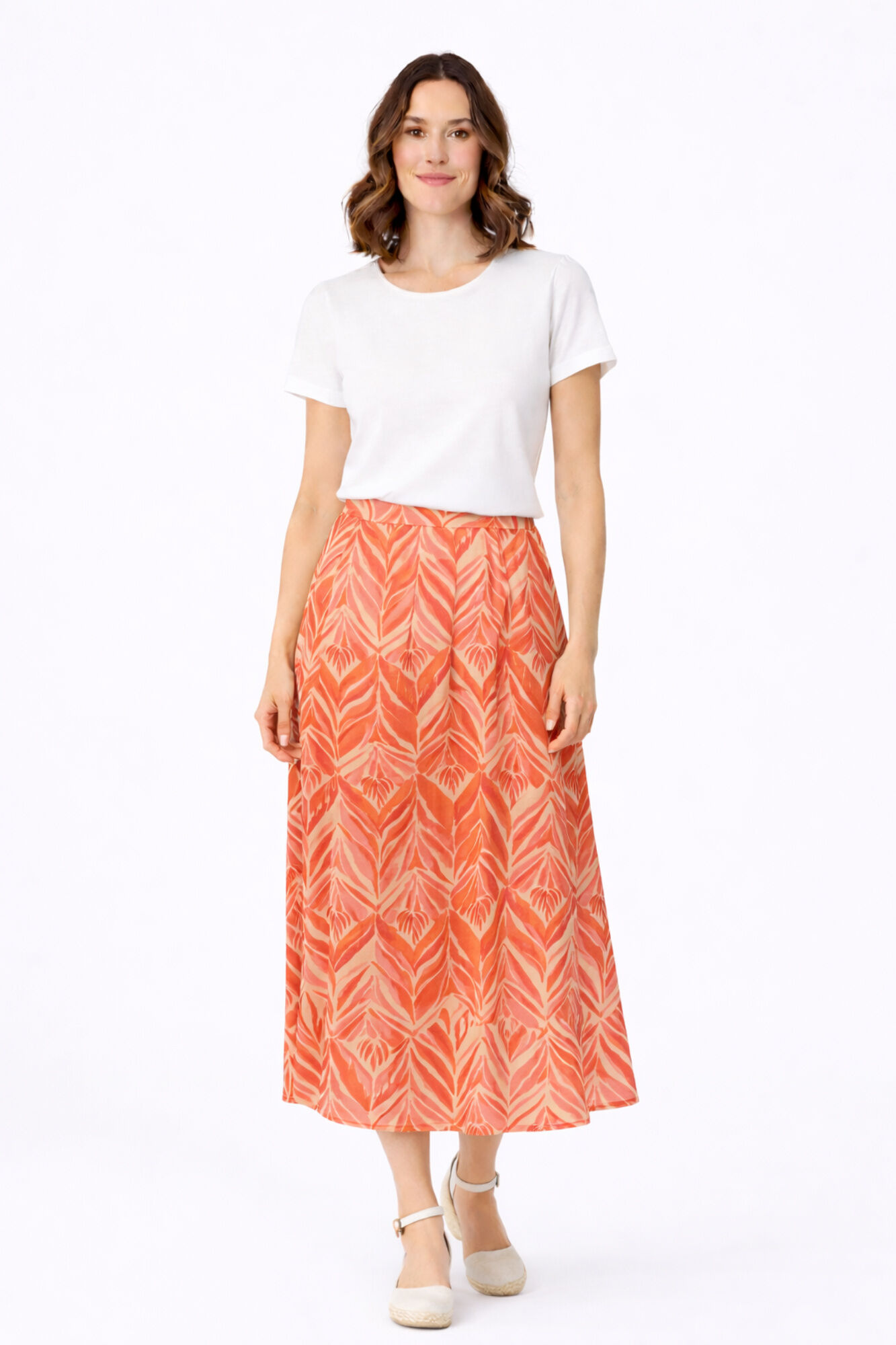Vila Printed viscose midi skirt