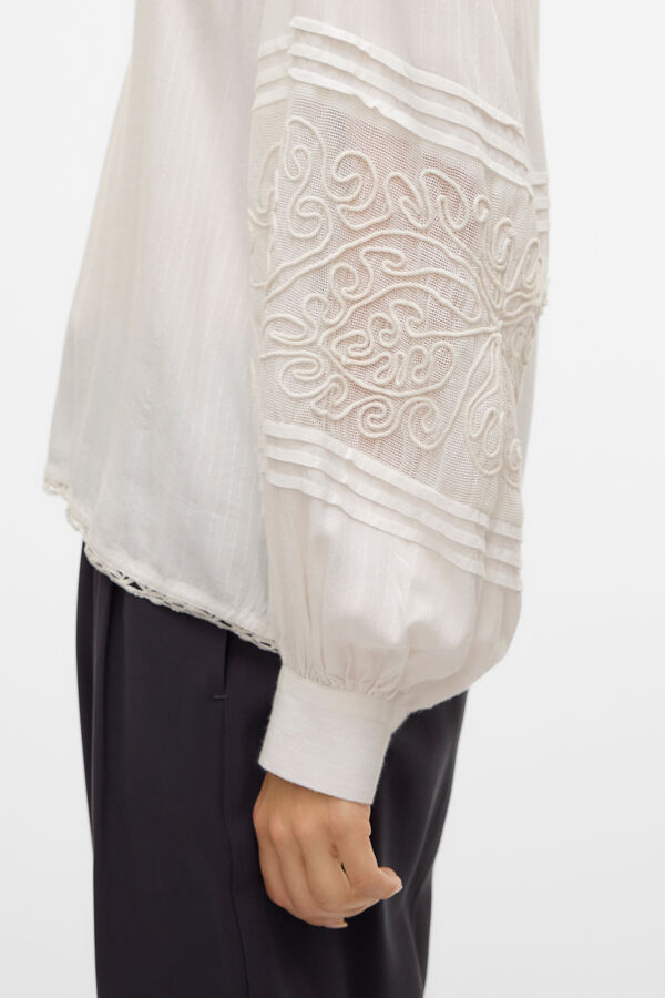 Vero Moda Camisa fluida manga larga encaje Branco