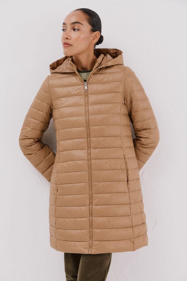 Cortefiel Long down coat Beige