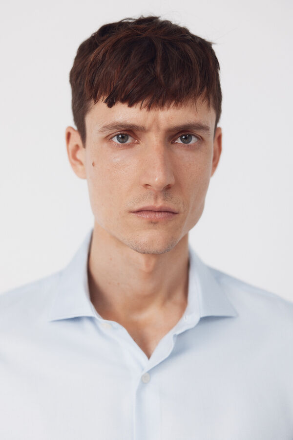 Cortefiel Plain easy-iron dress shirt Blue