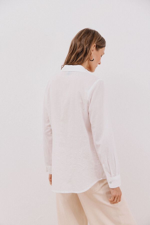 Cortefiel striped cotton shirt White