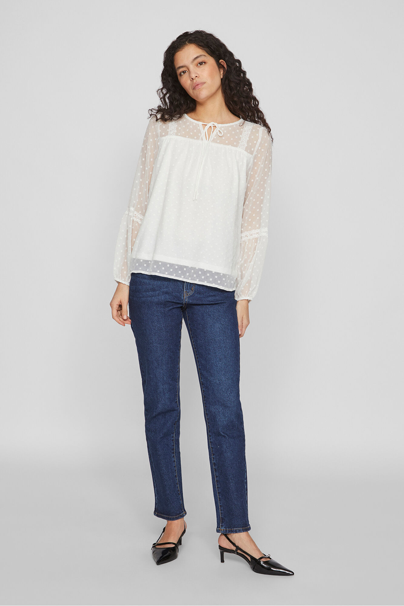 Vila Blusa plumeti de manga comprida