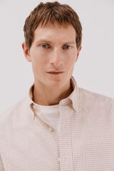 Cortefiel Checked poplin shirt Camel