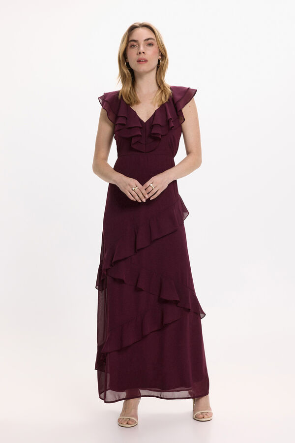 Vila Vestido de festa midi de chiffon Roxo