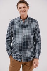 Cortefiel Checked twill shirt Navy