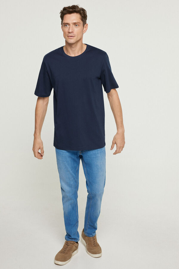 Cortefiel T-shirt de manga curta de algodão orgânico Azul