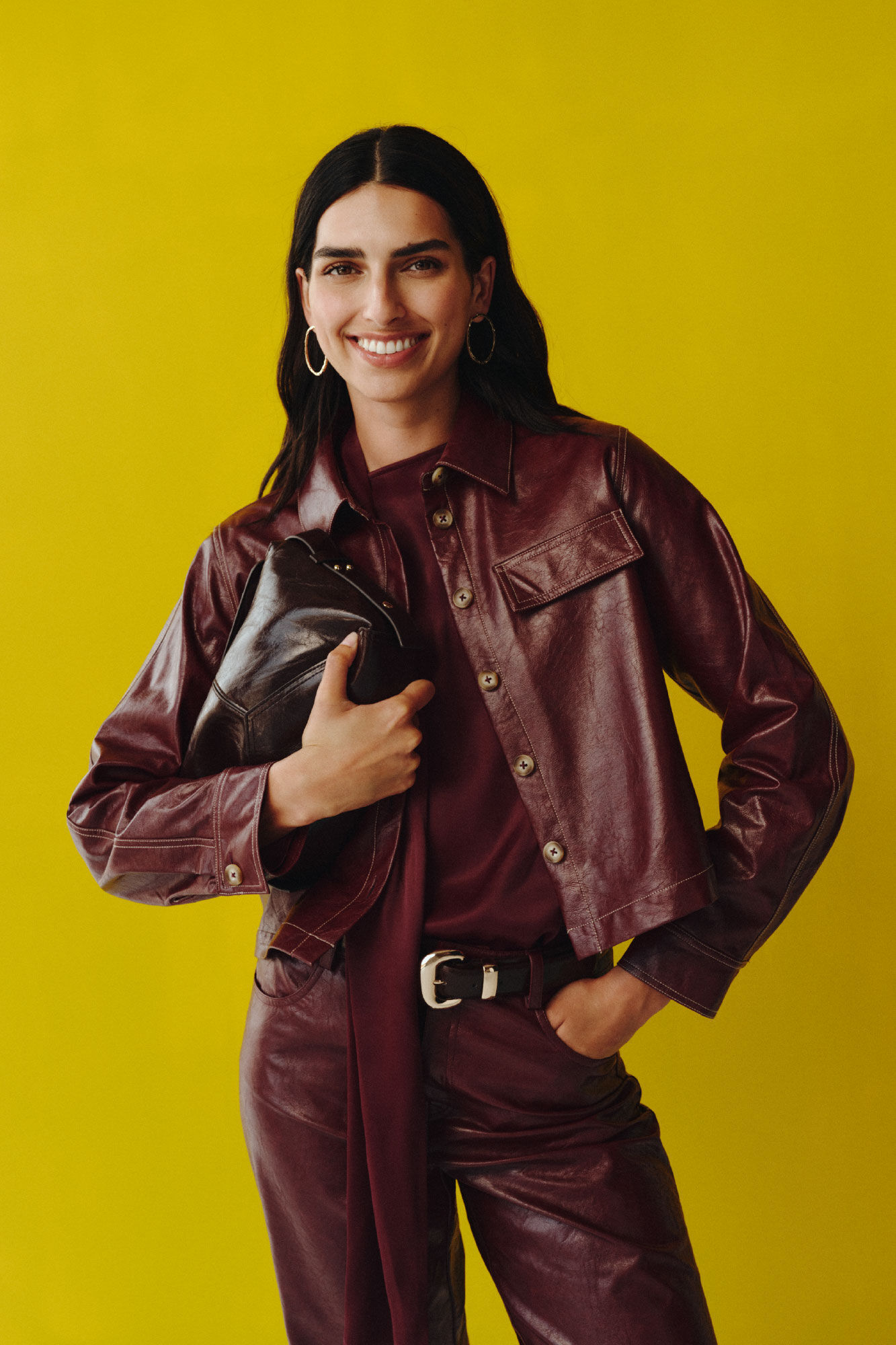 Cortefiel Faux leather shirt