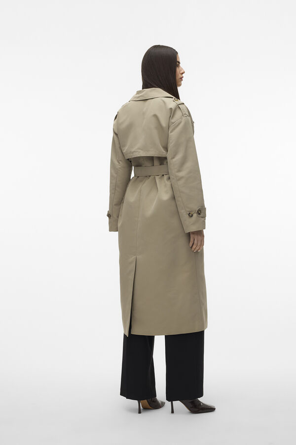 Cortefiel Long trench coat with adjustable belt Grey