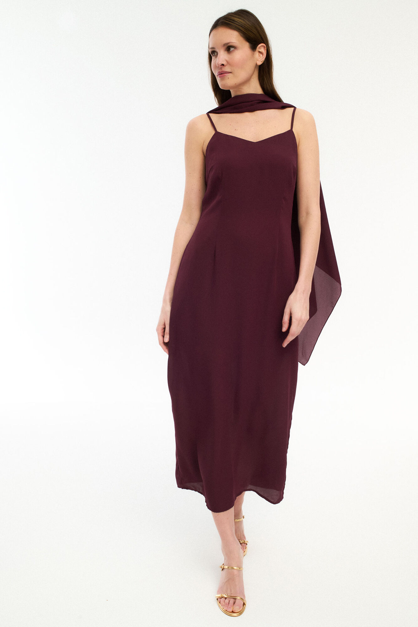 Vila Vestido de chiffon com capa