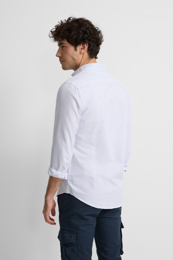 Silbon Camisa esportiva oxford xadrez média Azul
