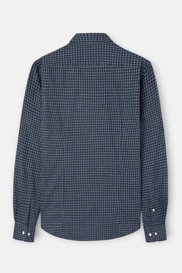 Silbon Camisa esportiva xadrez Azul