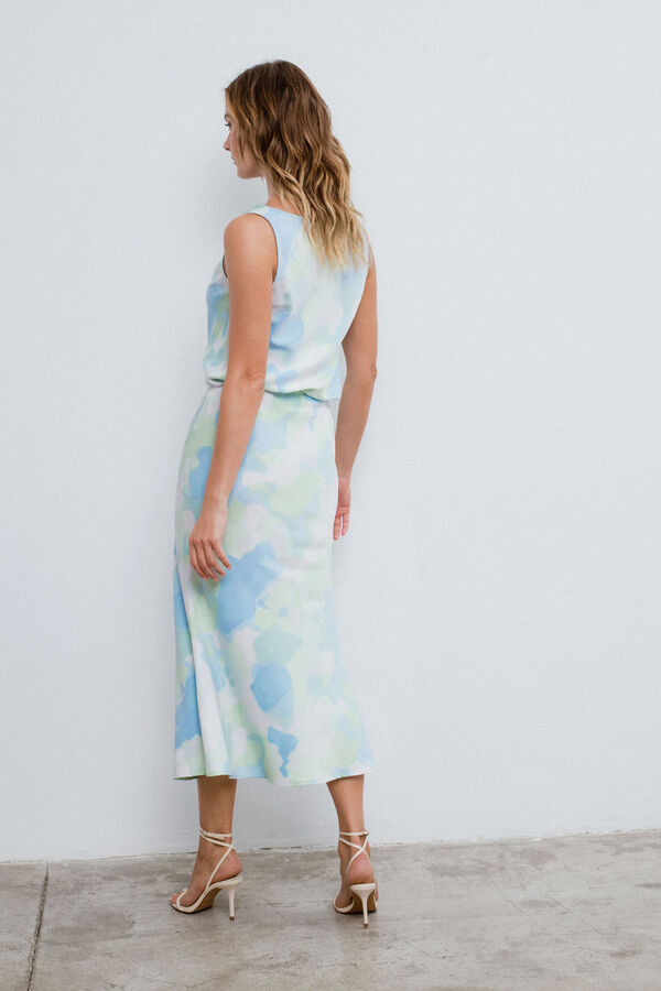 Vila Satin waterfall neckline top with viscose Green